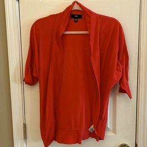 Women’s Red Mossimo short sleeve open cardigan sweater.